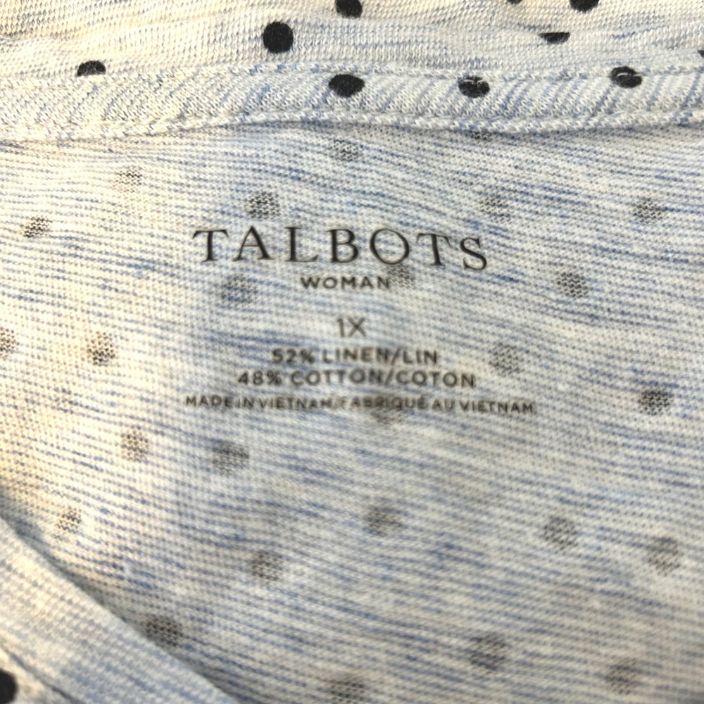 Talbots Martinique Polka Dot Ruffle Hem T Shirt Light Size 1X - Picture 5 of 5